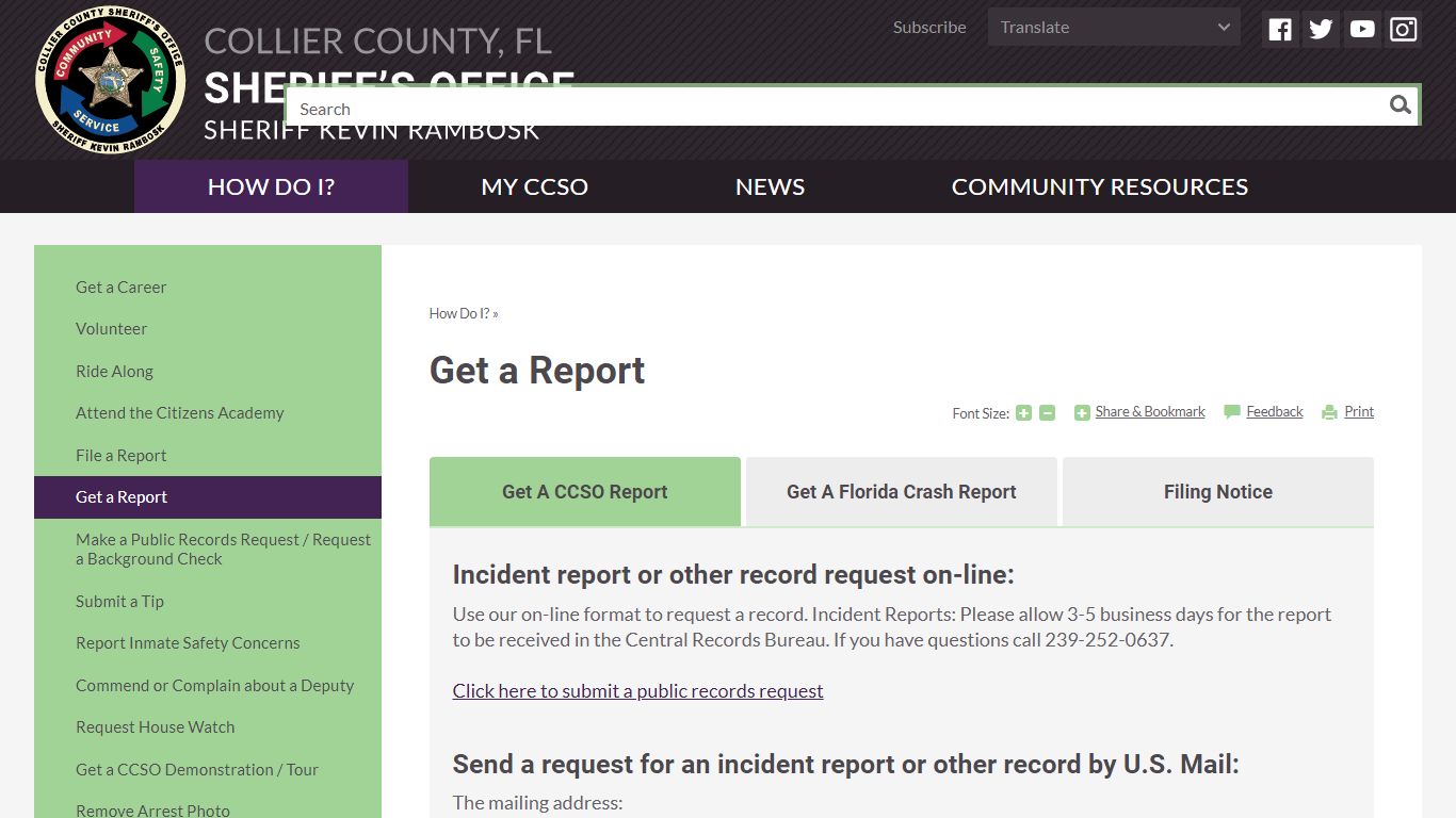 Get a Report | Collier County, FL Sheriff